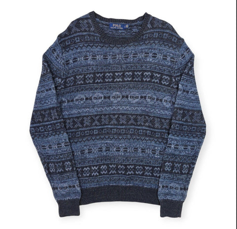 Polo Ralph Lauren Fair Isle Pattern Knitted Jumper Blue Men's Small
