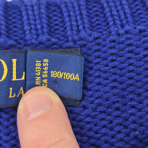 Polo Ralph Lauren Spellout Knitted Jumper Blue Men's Large
