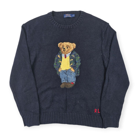 Polo Ralph Lauren Bear Knitted Jumper Blue Men's Large