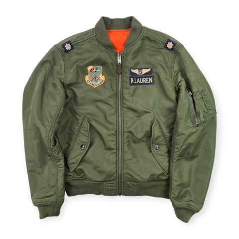 Polo Ralph Lauren Reversible Military Patch Flight Bomber Jacket Men's Medium