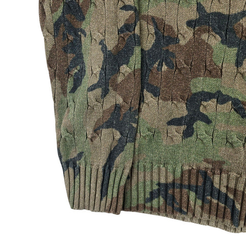 Polo Ralph Lauren Tiger Cable Knit Camouflage Cricket Jumper Men's Large