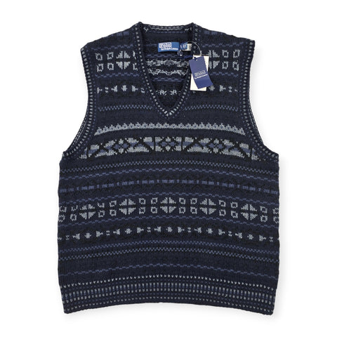 Polo Ralph Lauren Fair Isle Knit Vest Jumper Grey Men's XL