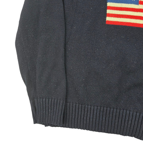 Polo Ralph Lauren 1/4 Zip USA Flag Knitted Jumper Blue Men's XXL