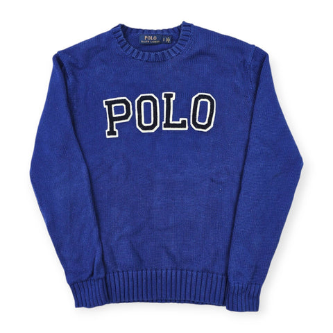Polo Ralph Lauren Spellout Knitted Jumper Blue Men's Small
