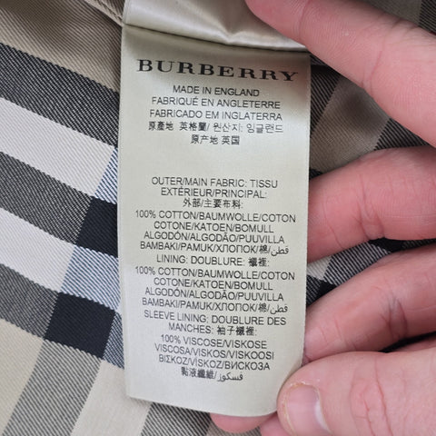 Burberry Kensington Double Breasted Nova Check Trench Coat Brown Men's Large