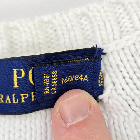 Polo Ralph Lauren Spellout Cricket Knitted Jumper White Men's Small