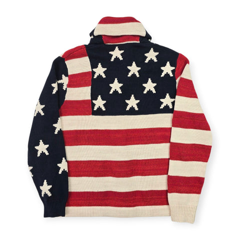 Polo Ralph Lauren USA Flag Shawl Knitted Cardigan Men's Medium