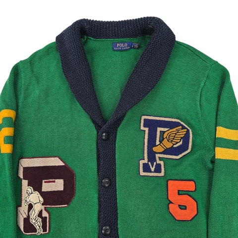 Polo Ralph Lauren Letterman Varsity P-Wing Knitted Cardigan Green Men's Large