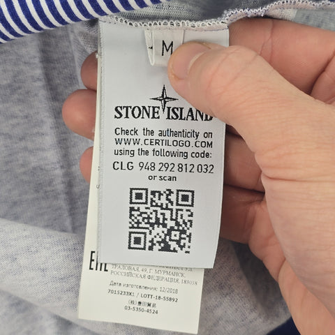 Stone Island Marina Striped Spellout T-Shirt Men's Medium