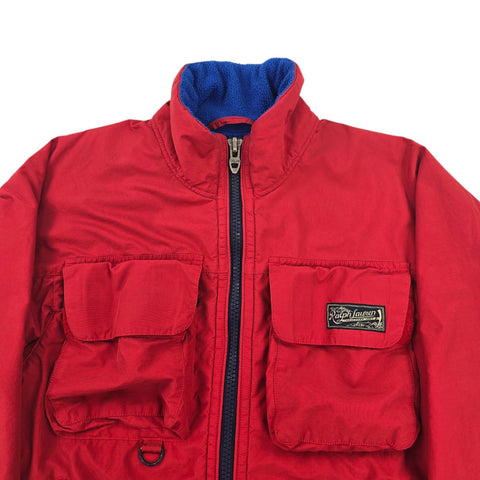 Polo Ralph Lauren Utility Cargo Fleece Lined Bomber Jacket Red Men's Small