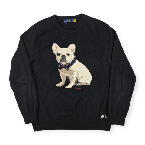 Polo Ralph Lauren Bow Tie Dog Cashmere Knitted Jumper Black Men's XL