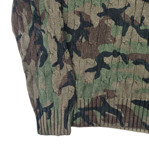 Polo Ralph Lauren Tiger Cable Knit Camouflage Cricket Jumper Men's Large