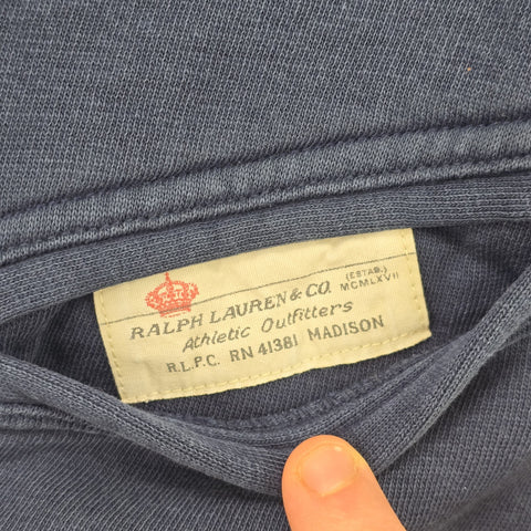 Polo Ralph Lauren R.F.C Rose Rugby 1/4 Zip Graphic Sweatshirt Blue Men's Small