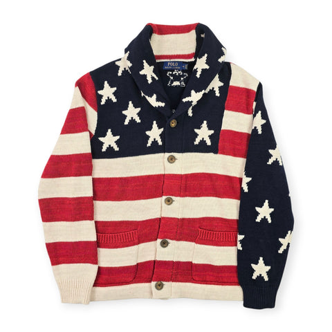 Polo Ralph Lauren USA Flag Shawl Knitted Cardigan Men's Medium