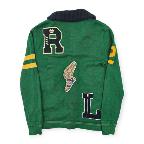 Polo Ralph Lauren Letterman Varsity P-Wing Knitted Cardigan Green Men's Small