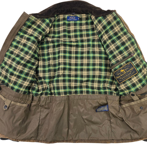 Polo Ralph Lauren Iconic Oilcloth Cylinder Biker Waxed Jacket Brown Men's Medium