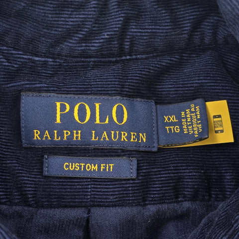 Polo Ralph Lauren Bear Corduroy Long Sleeve Shirt Blue Men's XXL