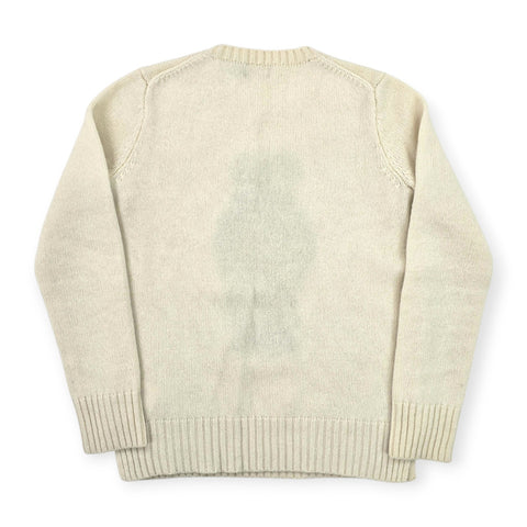 Polo Ralph Lauren USA Flag Bear Knitted Jumper Cream Women's Small