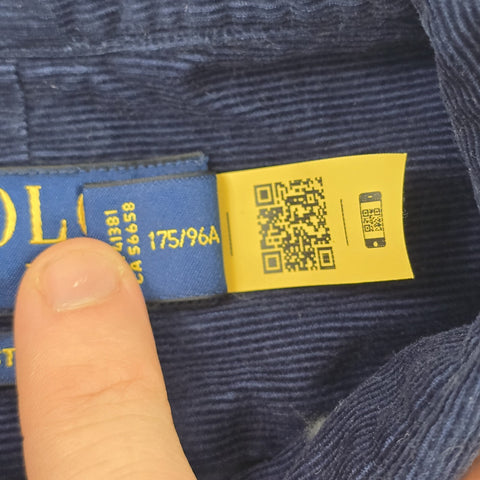 Polo Ralph Lauren Bear Corduroy Long Sleeve Shirt Blue Men's Medium