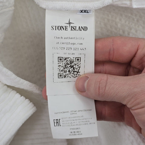 Stone Island 2022 Corduroy Spellout Overshirt White Men's XXL