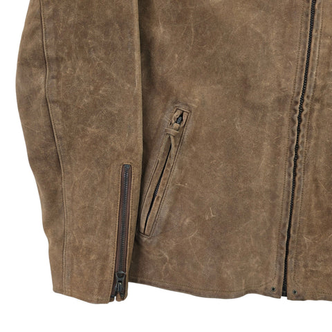 Polo Ralph Lauren Suede Cafe Racer Bomber Jacket Brown Men's Large