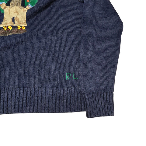 Polo Ralph Lauren Bear Knitted Jumper Blue Men's Medium