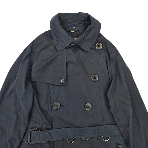 Burberry Gabardine Double Breasted Trench Coat Black Men's Medium