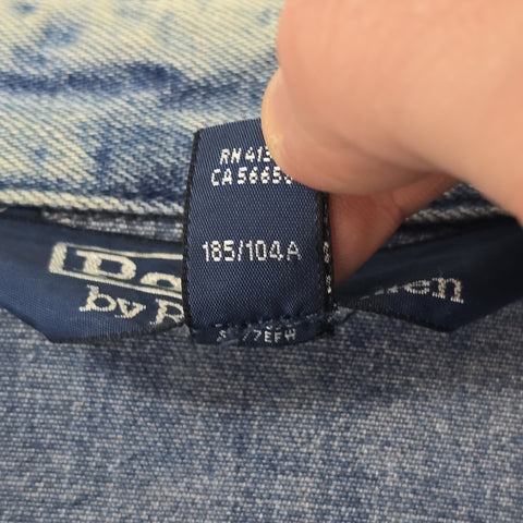 Polo Ralph Lauren Cross Flags Spellout Denim Bomber Jacket Blue Men's XL