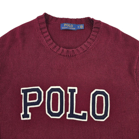 Polo Ralph Lauren Spellout Knitted Jumper Purple Men's Medium