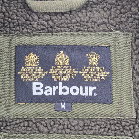 Barbour Catrick Great Coat Waxed Bomber Shearling Jacket Brown Men's Medium