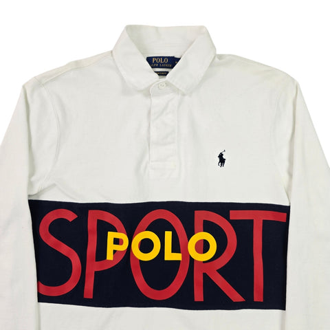 Polo Ralph Lauren Spellout Rugby Polo Shirt White Men's Medium