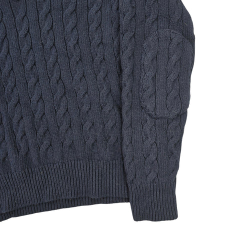 Polo Ralph Lauren Spellout Cable Knit Cricket Jumper Blue Men's Small