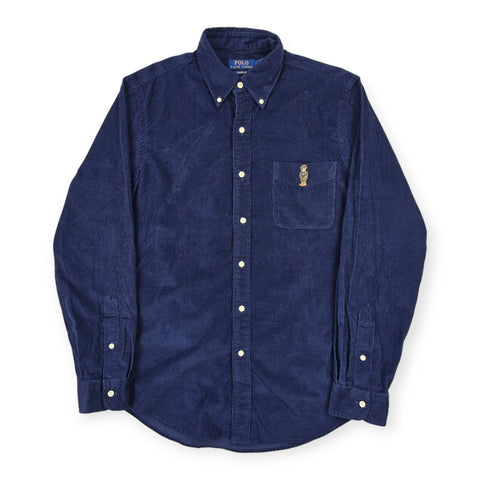 Polo Ralph Lauren Bear Corduroy Long Sleeve Shirt Blue Men's Medium