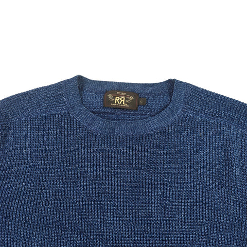 RRL Ralph Lauren Waffle Knitted Jumper Blue Men's Large