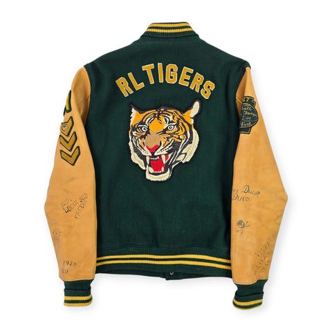 Polo Ralph Lauren Leather Varsity Tiger Letterman College Jacket Men's Medium