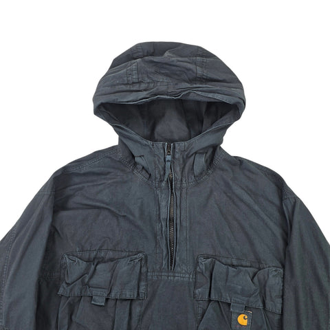 Carhartt WIP Berm Dyed Utility 1/2 Zip Anorak Jacket Grey Men's Large