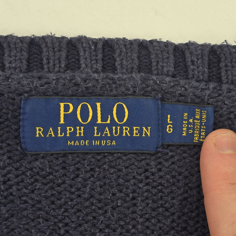 Polo Ralph Lauren USA Flag Knitted Jumper Blue Men's Large