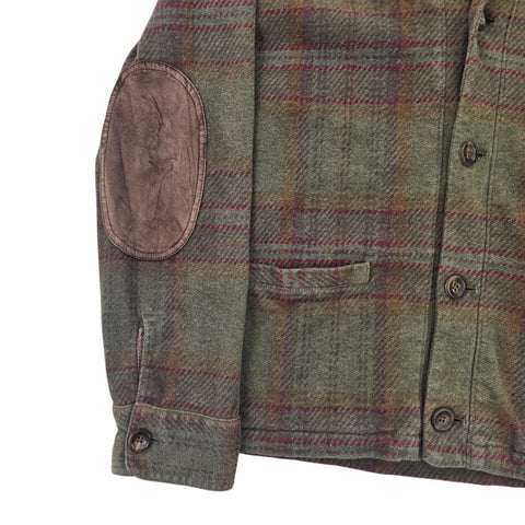 Polo Ralph Lauren Tartan Suede Elbow Patch Cardigan Men's Small