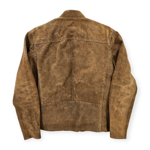 Polo Ralph Lauren Suede Cafe Racer Bomber Jacket Brown Men's XL