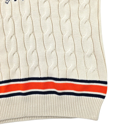 Polo Ralph Lauren Cable Knit Cricket Vest Jumper Cream Men's Large