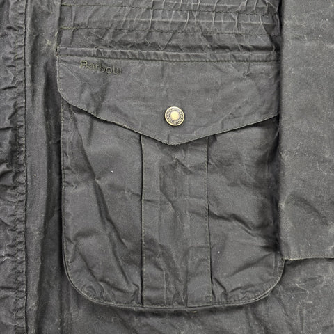Barbour Pendle Waxed Parka Quilt Lined Jacket Grey Men's Medium