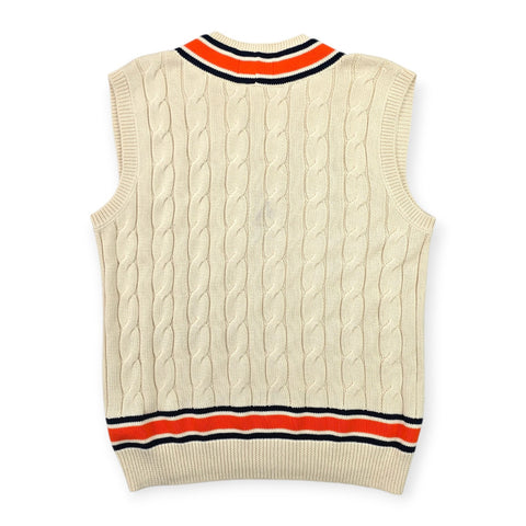 Polo Ralph Lauren Cable Knit Cricket Vest Jumper Cream Men's Large