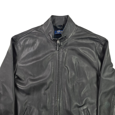 Polo Ralph Lauren Leather Bomber Jacket Black Men's XL