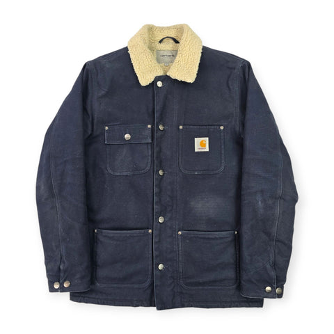 Carhartt WIP Fairmount Sherpa Lined Canvas Jacket Blue Men's Small