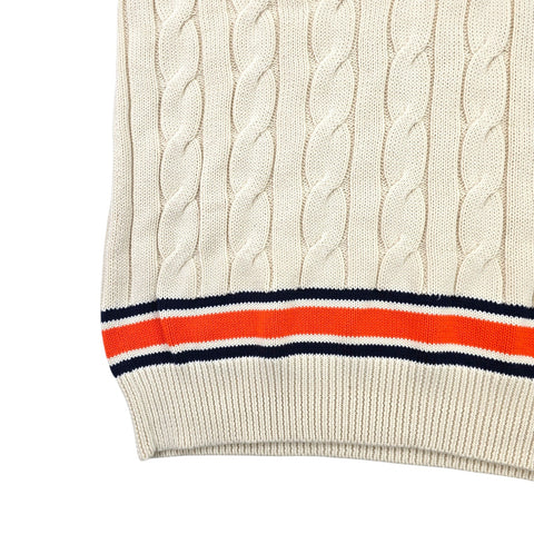 Polo Ralph Lauren Cable Knit Cricket Vest Jumper Cream Men's Large