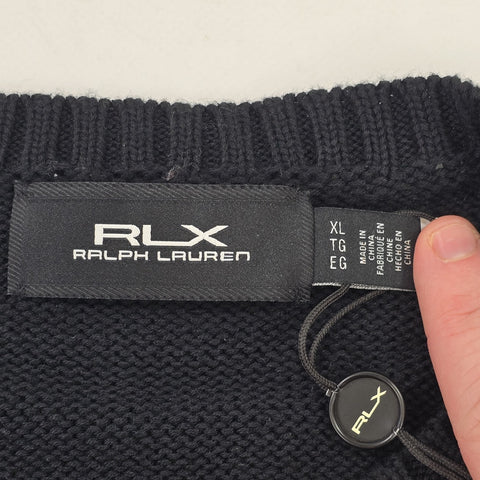 RLX Ralph Lauren Golf Bear Knitted Jumper Black Men's XL