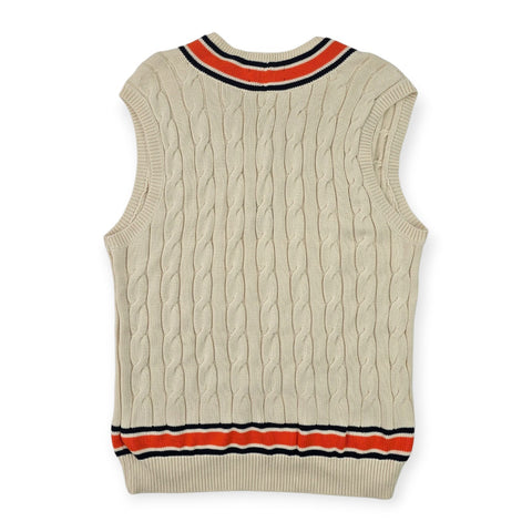 Polo Ralph Lauren Cable Knit Cricket Vest Jumper Cream Men's XL