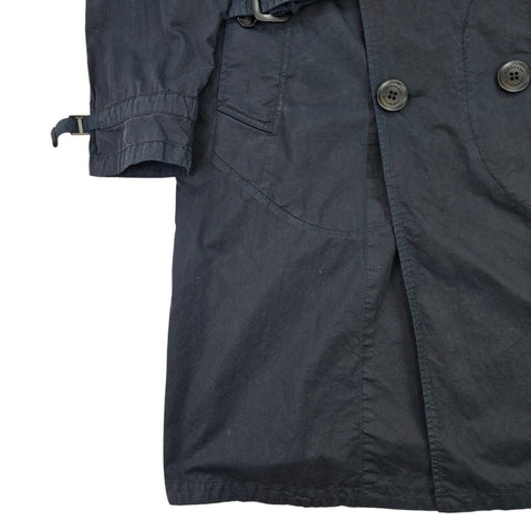Burberry Gabardine Double Breasted Trench Coat Black Men's Medium