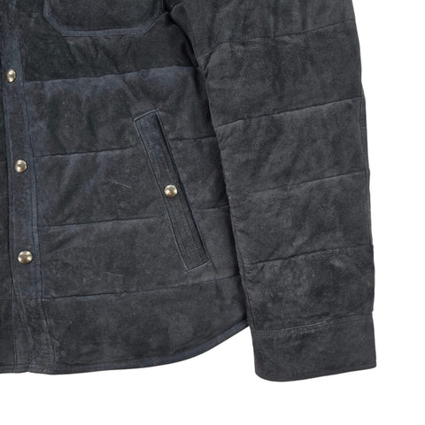 Polo Ralph Lauren Suede Leather Quilted Jacket Navy Blue Men's Large