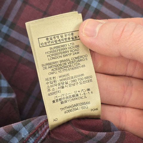Burberry London Nova Check Long Sleeve Shirt Men's Small